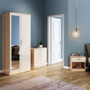 Elegant - Wardrobes, 3 Piece Modern Bedroom Furniture Set with Mirror Furniture Sets, 2 Door Soft Hinge Mirrored Wardrobe, 4 Drawer Chest of Drawers, Elegant - Wardrobes, 3 Piece Modern Bedroom Furniture Set with Mirror Furniture Sets, 2 Door Soft Hinge Mirrored Wardrobe, 4 Drawer Chest of Drawers,