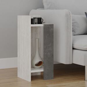Decortie - Elos Modern Bedside Table Left Module Ancient White Retro Grey 25cm Narrow - Retro Grey Decortie - Elos Modern Bedside Table Left Module Ancient White Retro Grey 25cm Narrow - Retro Grey