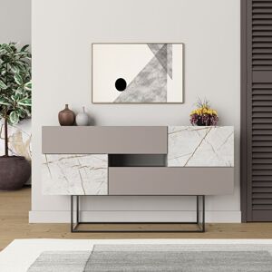 Decortie Eros Console Sideboard Display Unit - Mocha Grey / Gold Marble Effect Decortie Eros Console Sideboard Display Unit - Mocha Grey / Gold Marble Effect