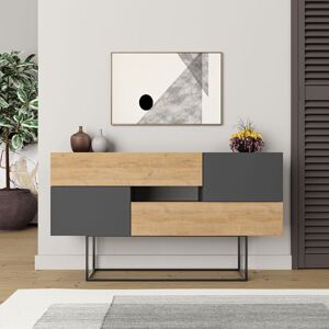 Decortie - Eros Console Sideboard Display Unit - Oak / Anthracite Grey - Oak / Anthracite Grey Decortie - Eros Console Sideboard Display Unit - Oak / Anthracite Grey - Oak / Anthracite Grey