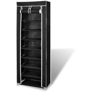 Fabric Shoe Cabinet with Cover 162 x 57 x 29 cm Black vidaXL Fabric Shoe Cabinet with Cover 162 x 57 x 29 cm Black vidaXL