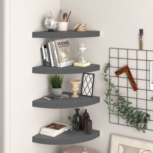 Vidaxl - Floating Corner Shelves 4 pcs High Gloss Grey 35x35x3.8 cm mdf Vidaxl - Floating Corner Shelves 4 pcs High Gloss Grey 35x35x3.8 cm mdf