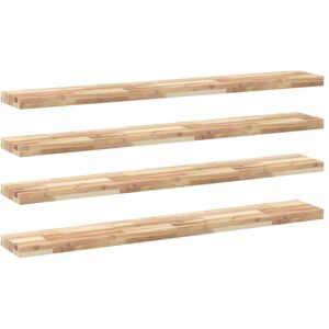 vidaXL Natural Solid Wood Floating Shelves Wall Storage - 4 pcs vidaXL Natural Solid Wood Floating Shelves Wall Storage - 4 pcs