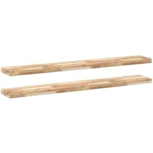 vidaXL Floating Shelves 2 pcs 160x20x4 cm Untreated Solid Wood Acacia - Floating Shelves vidaXL Floating Shelves 2 pcs 160x20x4 cm Untreated Solid Wood Acacia - Floating Shelves