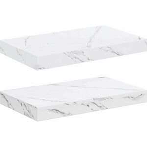 Wall Shelf 2 pcs White Marble 40 x 23.5 x 4 cm Engineered Wood vidaXL Wall Shelf 2 pcs White Marble 40 x 23.5 x 4 cm Engineered Wood vidaXL