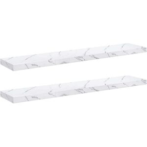 Wall Shelf 2 pcs White Marble 120 x 23.5 x 4 cm Engineered Wood vidaXL Wall Shelf 2 pcs White Marble 120 x 23.5 x 4 cm Engineered Wood vidaXL