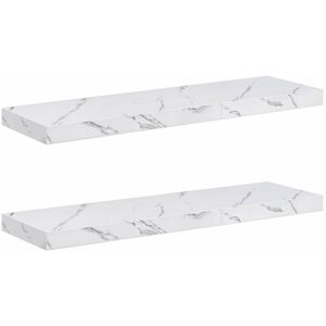 Wall Shelf 2 pcs White Marble 90 x 23.5 x 4 cm Engineered Wood vidaXL Wall Shelf 2 pcs White Marble 90 x 23.5 x 4 cm Engineered Wood vidaXL
