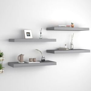 vidaXL 4x Floating Wall Shelves Grey - Wall Shelves vidaXL 4x Floating Wall Shelves Grey - Wall Shelves