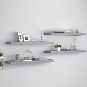 vidaXL 4x Floating Wall Shelves Grey - Wall Shelves vidaXL 4x Floating Wall Shelves Grey - Wall Shelves