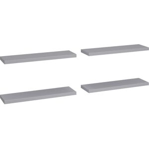 vidaXL 4x Floating Wall Shelves Grey 90x23.5x3.8 cm MDF Display Hanging Rack - Wall Shelves vidaXL 4x Floating Wall Shelves Grey 90x23.5x3.8 cm MDF Display Hanging Rack - Wall Shelves