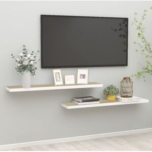 Floating Wall Shelves 2 pcs Oak and White 120x23.5x3.8 cm mdf Vidaxl Floating Wall Shelves 2 pcs Oak and White 120x23.5x3.8 cm mdf Vidaxl