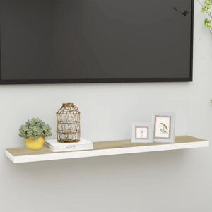Floating Wall Shelf Oak and White 120x23.5x3.8 cm MDF vidaXL Floating Wall Shelf Oak and White 120x23.5x3.8 cm MDF vidaXL