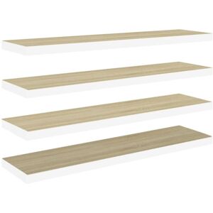 vidaXL White & Oak Floating Wall Shelves - Wall Shelves vidaXL White & Oak Floating Wall Shelves - Wall Shelves