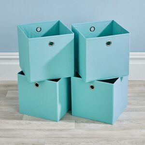 HOME SOURCE Folding Aqua Blue Square Storage Utility Box 4 Piece Fabric Cube Set Basket Bag HOME SOURCE Folding Aqua Blue Square Storage Utility Box 4 Piece Fabric Cube Set Basket Bag