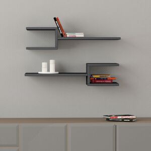 Fork Modern Floating Shelf Set 18.2cm Short - Anthracite Grey - Anthracite Grey - Decortie Fork Modern Floating Shelf Set 18.2cm Short - Anthracite Grey - Anthracite Grey - Decortie