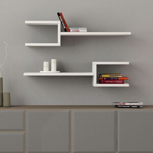 Decortie - Fork Modern Floating Shelf Set 18.2cm Short - White - White Decortie - Fork Modern Floating Shelf Set 18.2cm Short - White - White