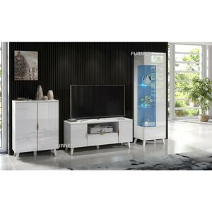 Furneo High Gloss & Matt White Living Room Set TV Stand Display Cabinet Sideboard Azzurro8/12/14 Blue LED Lights Furneo High Gloss & Matt White Living Room Set TV Stand Display Cabinet Sideboard Azzurro8/12/14 Blue LED Lights