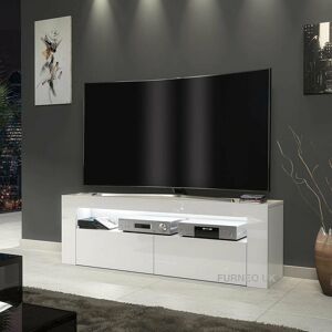 Furneo - White tv Stand 125cm Cabinet Unit High Gloss & Matt Clifton03 White led Lights Furneo - White tv Stand 125cm Cabinet Unit High Gloss & Matt Clifton03 White led Lights