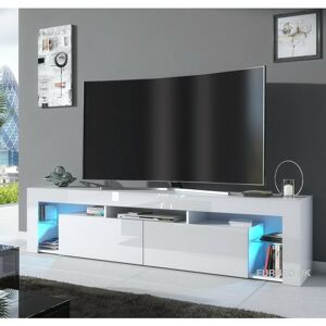 Furneo - White tv Stand 200cm Cabinet Unit Matt & High Gloss Milano06 Blue led Lights Furneo - White tv Stand 200cm Cabinet Unit Matt & High Gloss Milano06 Blue led Lights