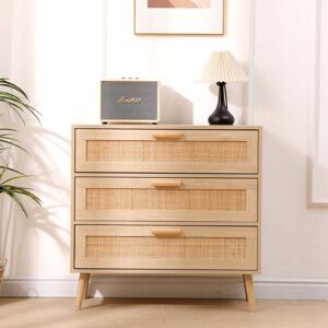 Furniture Hmd - Rattan Chest of Drawers,Storage 3 Drawer Dresser with Pine Legs,Freestanding Cupboard Organizer Unit Furniture Hmd - Rattan Chest of Drawers,Storage 3 Drawer Dresser with Pine Legs,Freestanding Cupboard Organizer Unit
