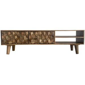 Geometric TV Unit - Mango Wood - L35 x W140 x H42 cm - Mango Light Finish Geometric TV Unit - Mango Wood - L35 x W140 x H42 cm - Mango Light Finish