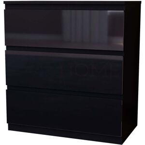 Home Discount - Glinton 3 Drawer Chest of Drawers High Gloss Bedroom Storage Furniture, 100% fsc, Black Home Discount - Glinton 3 Drawer Chest of Drawers High Gloss Bedroom Storage Furniture, 100% fsc, Black