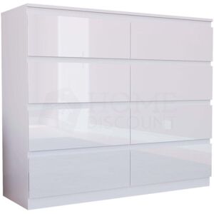 HOME DISCOUNT Glinton 8 Drawer Chest of Drawers High Gloss Bedroom Storage Furniture, 100% FSC, White HOME DISCOUNT Glinton 8 Drawer Chest of Drawers High Gloss Bedroom Storage Furniture, 100% FSC, White