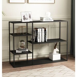 Hallowood Furniture - Bewdley Display Unit with 3 Shelves, Small Black Metal Bookcase, Office Shelving Unit, Modern Shelf Unit, Sleek Display Unit Hallowood Furniture - Bewdley Display Unit with 3 Shelves, Small Black Metal Bookcase, Office Shelving Unit, Modern Shelf Unit, Sleek Display Unit