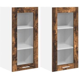 Hanging Cabinet with Door Riga 2 pcs Smoked Oak 40 x 31 x 80 cm vidaXL Hanging Cabinet with Door Riga 2 pcs Smoked Oak 40 x 31 x 80 cm vidaXL
