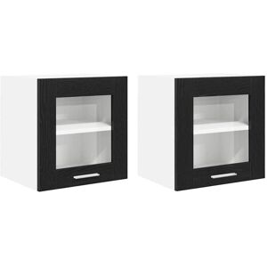 Hanging Cabinet with Shelf Riga 2 pcs Black Oak 40 x 31 x 40 cm vidaXL Hanging Cabinet with Shelf Riga 2 pcs Black Oak 40 x 31 x 40 cm vidaXL
