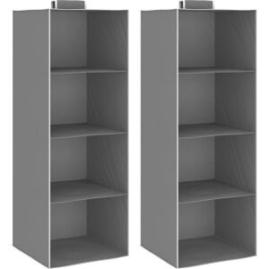 Vidaxl - Hanging Closet Organisers 2 pcs with 4 Shelves Fabric Grey