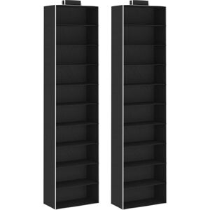 Hanging Closet Organisers 2 pcs with 10 Shelves Fabric vidaXL - Black