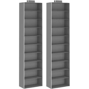 Vidaxl - Hanging Closet Organisers 2 pcs with 10 Shelves Fabric Grey