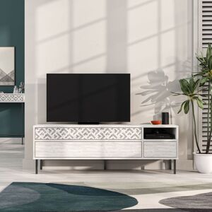 Decortie - Heaton Modern tv Stand Multimedia Centre tv Unit With Storage Cabinet 144.6cm - Ancient White - Ancient White Decortie - Heaton Modern tv Stand Multimedia Centre tv Unit With Storage Cabinet 144.6cm - Ancient White - Ancient White