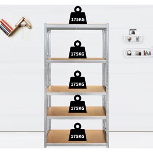 BRIEFNESS Heavy Duty 5 Tier Boltless Garage Shelving Unit Shed Warehouse Workshop Office Storage Shelves Metal Racking, Adjustable - Can be split into 2 BRIEFNESS Heavy Duty 5 Tier Boltless Garage Shelving Unit Shed Warehouse Workshop Office Storage Shelves Metal Racking, Adjustable - Can be split into 2