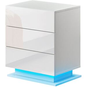 CLIPOP High Gloss Front Bedside Table 3 Drawers Nightstand with 16 RGB LED Lights, Chest of 3 Drawer Cabinet for Bedroom Living Room or Office CLIPOP High Gloss Front Bedside Table 3 Drawers Nightstand with 16 RGB LED Lights, Chest of 3 Drawer Cabinet for Bedroom Living Room or Office