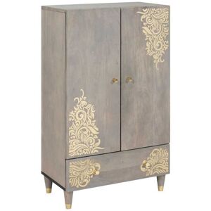 Highboard Grey and Gold 60 x 33.5 x 100 cm Solid Mango wood vidaXL Highboard Grey and Gold 60 x 33.5 x 100 cm Solid Mango wood vidaXL