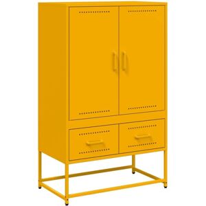 Highboard Mustard Yellow 68x39x111.5 cm Steel Vidaxl Highboard Mustard Yellow 68x39x111.5 cm Steel Vidaxl