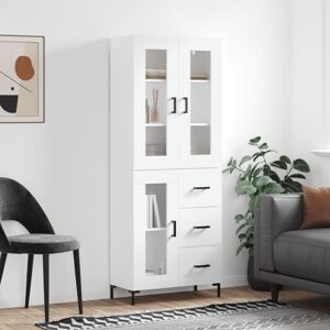 vidaXL White Highboard - Storage Cabinet with Glass Door & Drawers vidaXL White Highboard - Storage Cabinet with Glass Door & Drawers