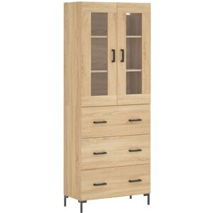vidaXL Sonoma Oak Highboard - Engineered Wood, Glass & Metal - Highboard vidaXL Sonoma Oak Highboard - Engineered Wood, Glass & Metal - Highboard