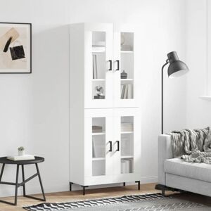 vidaXL White Highboard Tall Storage Cabinet with Glass Doors - Sideboard vidaXL White Highboard Tall Storage Cabinet with Glass Doors - Sideboard