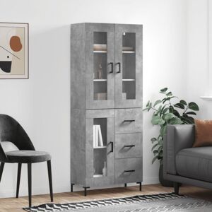 VidaXL Grey Concrete Highboard with Glass Door - Tall Storage VidaXL Grey Concrete Highboard with Glass Door - Tall Storage