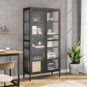 Highboard Black 85x40x180 cm Glass and Steel Vidaxl Highboard Black 85x40x180 cm Glass and Steel Vidaxl