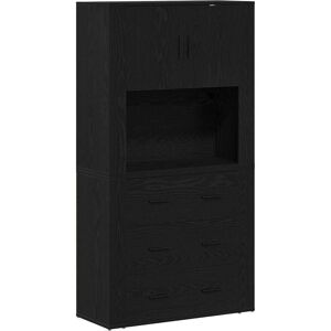 Highboard Black oak 80 x 33 x 150 cm Engineered wood Vidaxl Highboard Black oak 80 x 33 x 150 cm Engineered wood Vidaxl