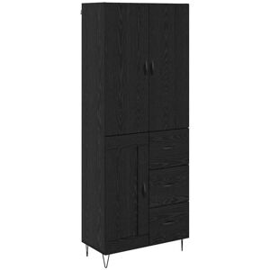 Highboard with Drawer 2 pcs Black Oak Engineered Wood and Glass vidaXL Highboard with Drawer 2 pcs Black Oak Engineered Wood and Glass vidaXL