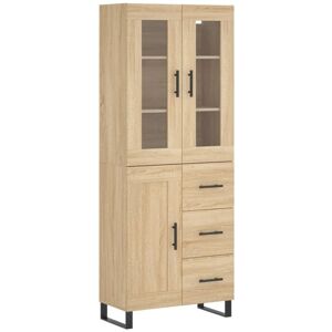 vidaXL Sonoma Oak Highboard - Engineered Wood, Metal & Glass - 69.5x34x180 cm vidaXL Sonoma Oak Highboard - Engineered Wood, Metal & Glass - 69.5x34x180 cm