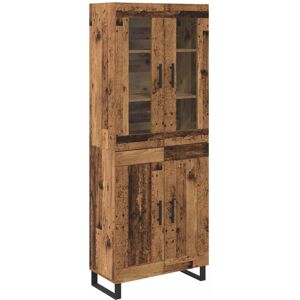 Highboard 2 pcs Old Wood Engineered Wood and Glass vidaXL Highboard 2 pcs Old Wood Engineered Wood and Glass vidaXL