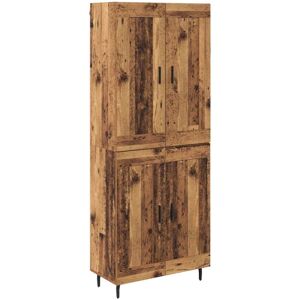 Highboard 2 pcs Old Wood Engineered Wood and Glass vidaXL Highboard 2 pcs Old Wood Engineered Wood and Glass vidaXL