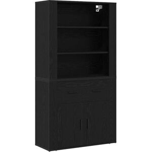 Highboard Black oak 80 x 33 x 150 cm Engineered wood vidaXL Highboard Black oak 80 x 33 x 150 cm Engineered wood vidaXL