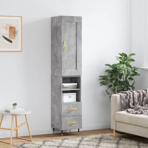 Highboard Concrete Grey 34.5x34x180 cm Engineered Wood vidaXL Highboard Concrete Grey 34.5x34x180 cm Engineered Wood vidaXL